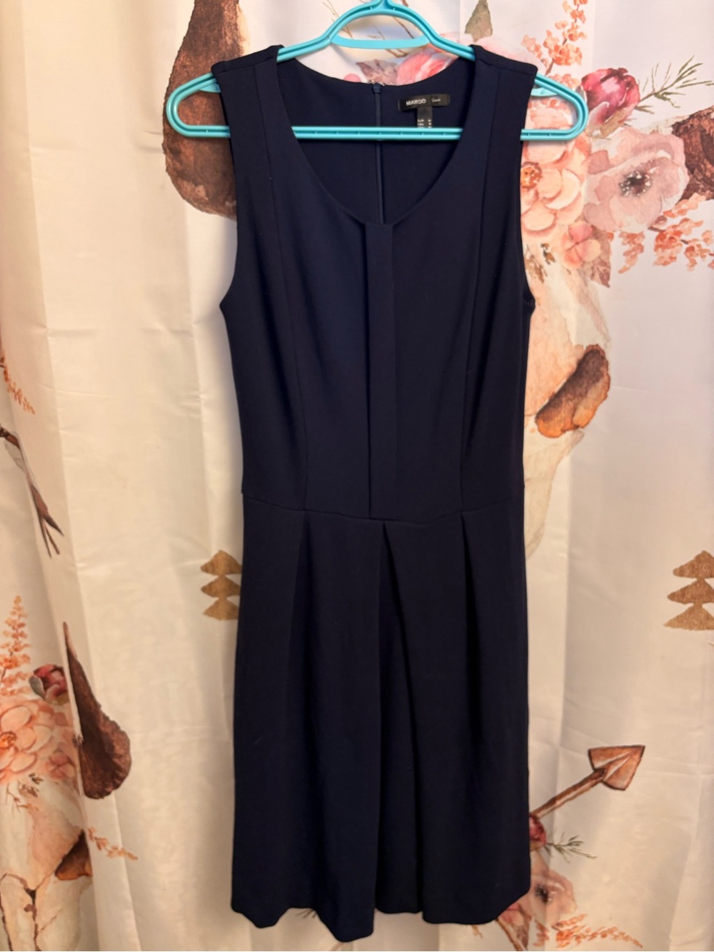 Mango Sleeveless Navy Midi Dress